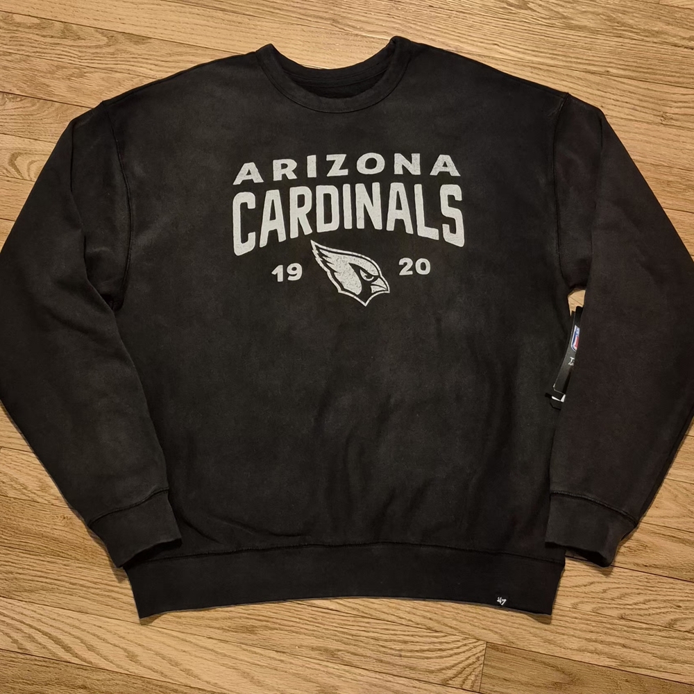 NEW Arizona Cardinals Men's Large Dusted Black 47 Brand Crewneck Sweatshirt